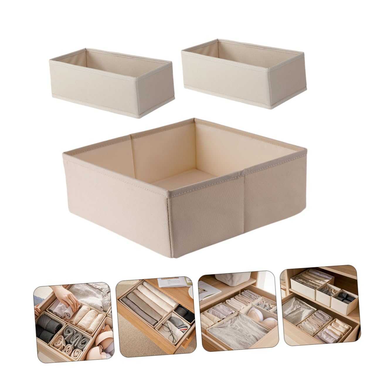 3piezas Organizador De Ropa Interior Compartimentos Caja Almacenamiento Sujetadores Calcetines Fácil Limpieza