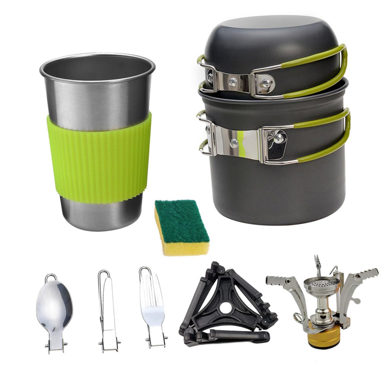 Gogogmee 1Set Portable Outdoor Cooking Aluminium Alloy Cookware for People Lightweight Camping Utensils Insulated Handle for Hiking Picnic