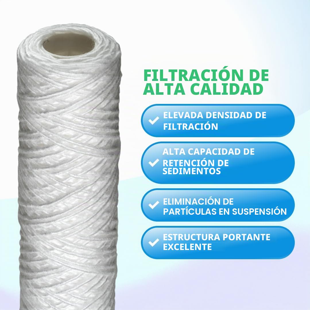 WK Cartucho filtrante de 10 pulgadas, hilo enrollado, 50 micras, agua limpia y segura, uso doméstico y comercial, paquete de 10 unidades