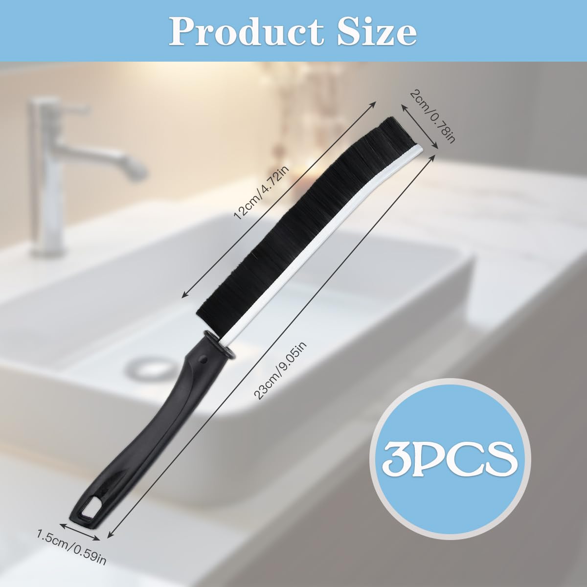 Cepillo Limpiador De Grietas - Pack 3 Unidades, Cerdas Fuertes Para Juntas Y Rincones | Cepillo Para Baño, Cocina, Ventanas