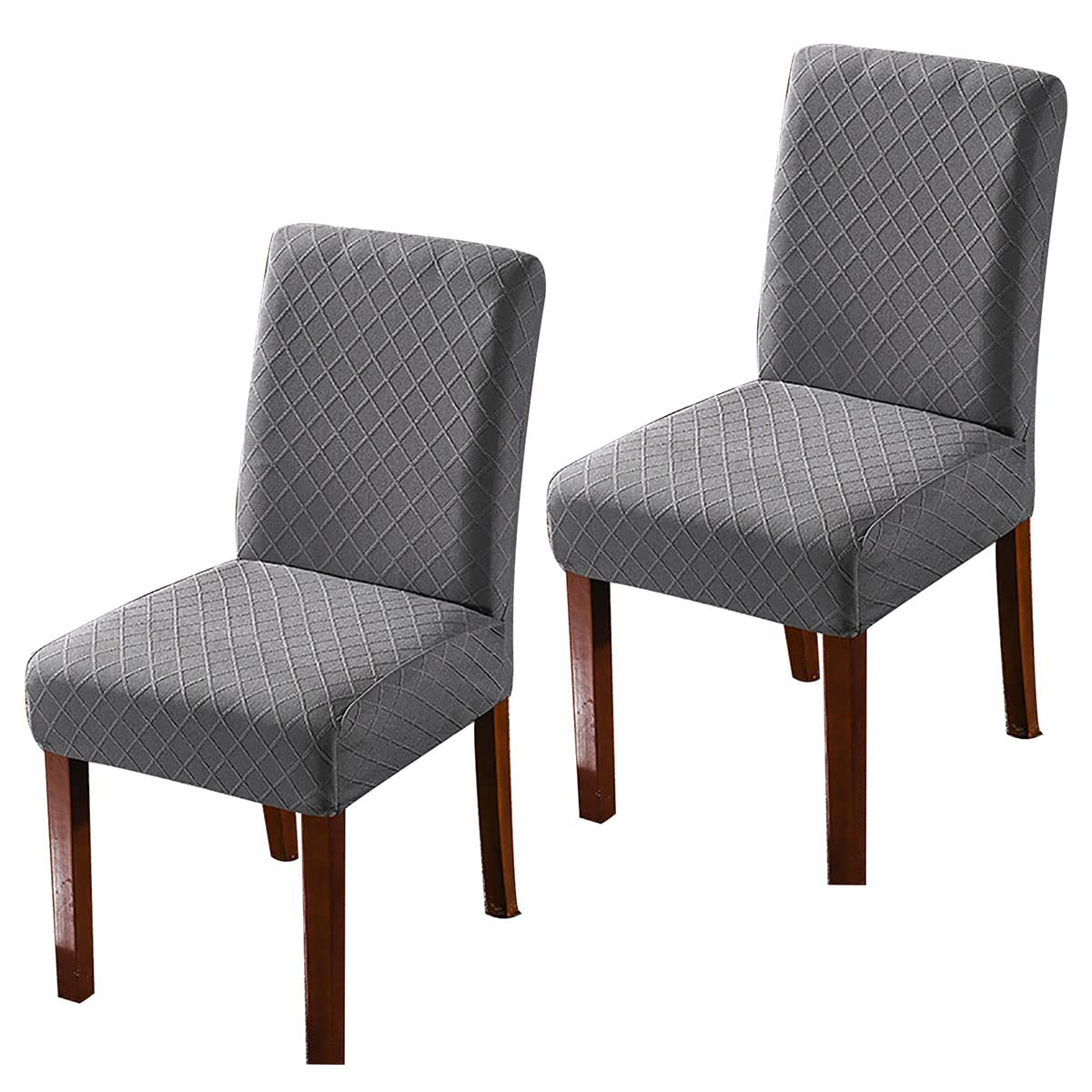 Housse de chaise lavable et extensible en jacquard gris foncé pour protection durable