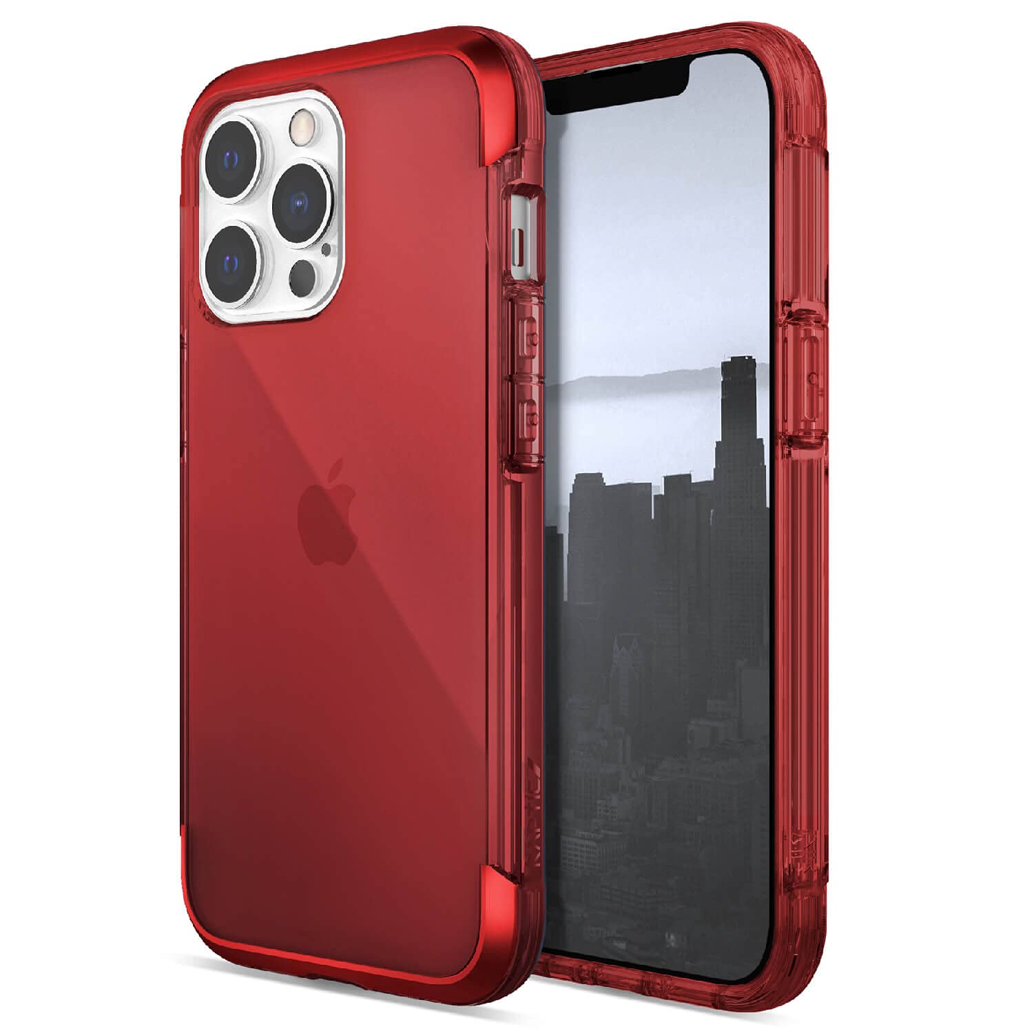 RAPTICAir Phone Case Compatible with iPhone 13 Pro, Shockproof Protective Thin Clear Case, Aluminum Metal Bumper, Wireless Charging, 13ft Drop Protection, Fits iPhone 13 Pro, Red