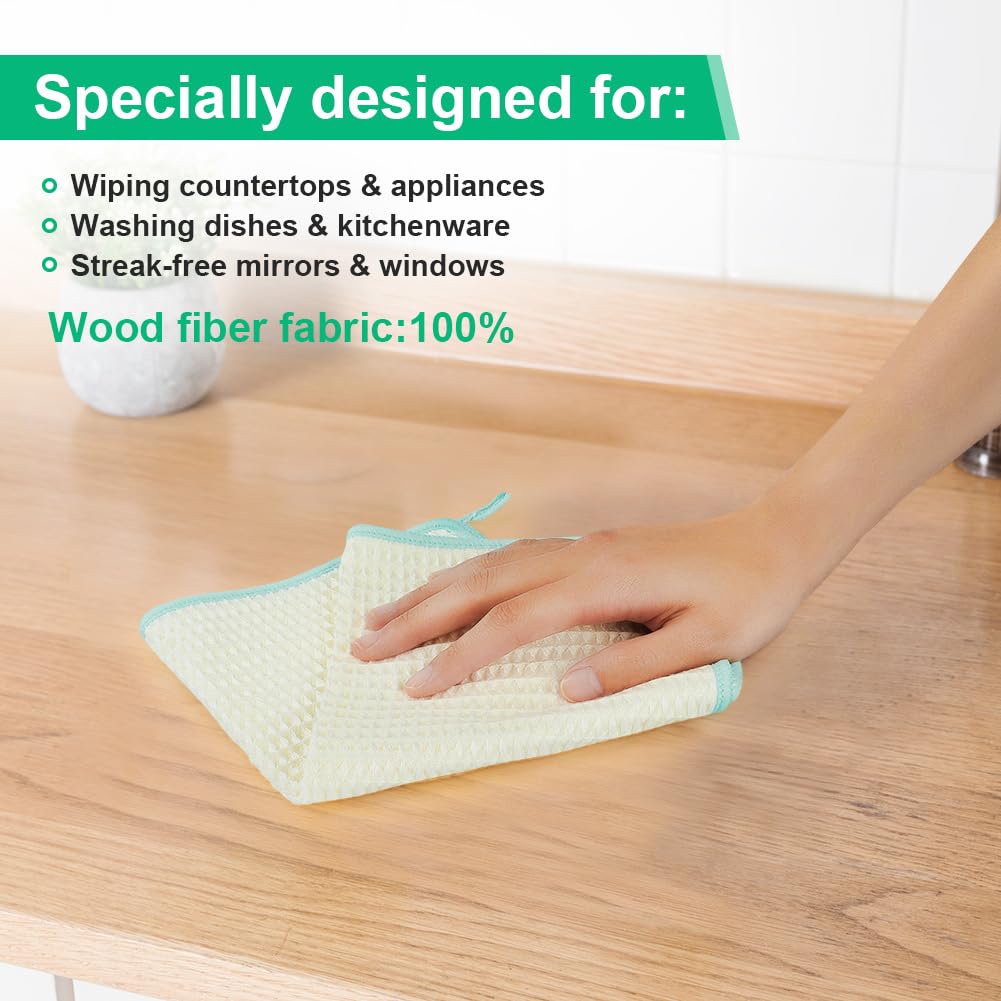 HOTUT Panno in Microfibra Ultra Premium a Nido d'ape, 6 Pezzi Panni per la Pulizia in Microfibra, Struttura a Cialda Assorbente e Senza Pelucchi, Asciugamani per la Pulizia Cucina e Piatti, 30 x 30 cm