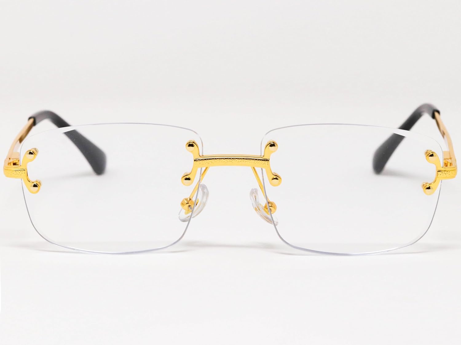 Retro Rimless Rectangle Glasses Vintage Square Metal Wire Frame Trendy Hip Hop Frameless Style for Men and Women - Image 2