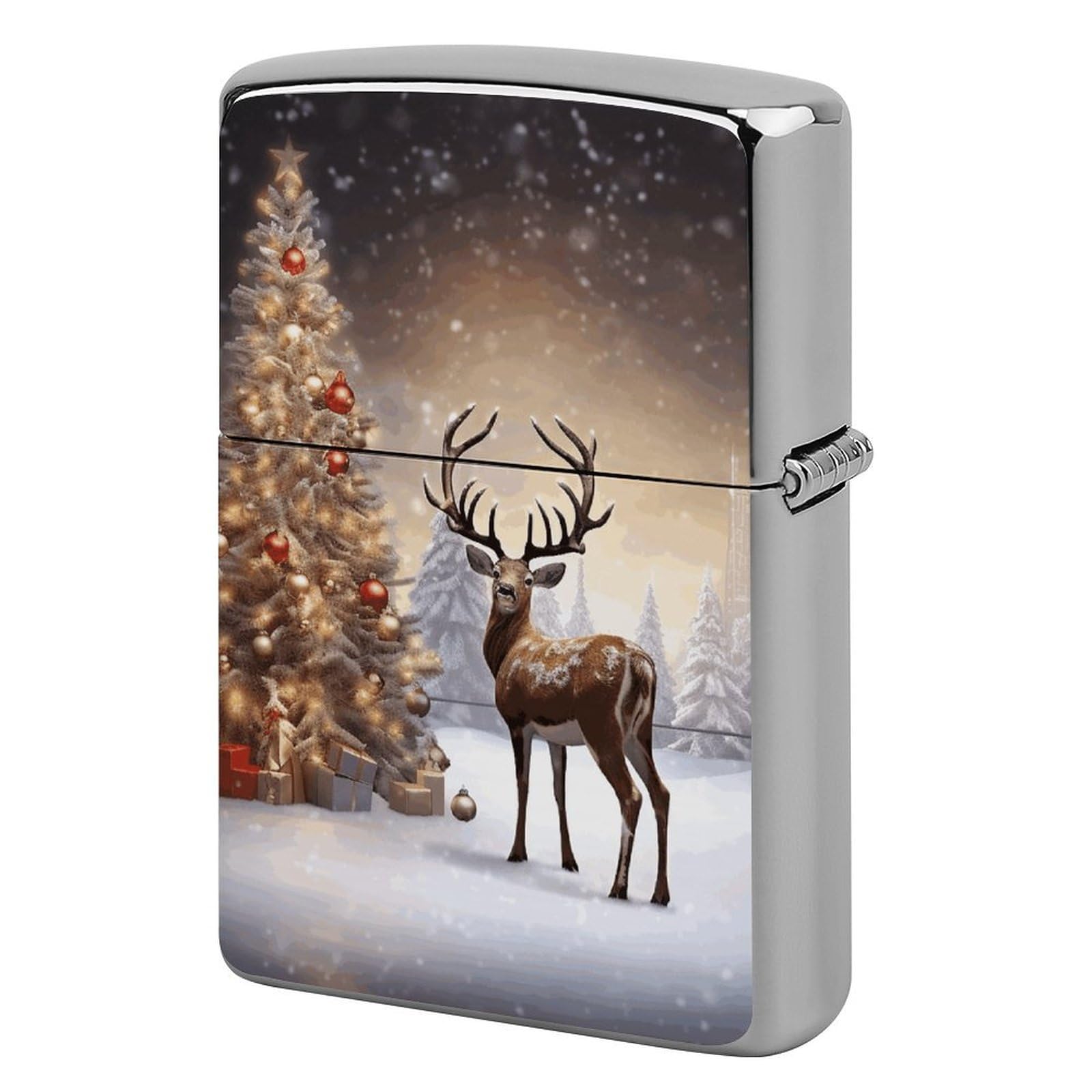 Christmas Tree and Reindeer Lighter Cover for Men, Personalized Lighter Case for Birthday Gift, Flip-Top Lighters Protective Cover, Portable Lighters Shell for Outdoor, Travel
