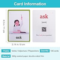 Vista 2 de Lilias Verbos/Adjetivos/Preposiciones Tarjetas Flash, Palabras en Inglés Tarjeta de Bolsillo para Niños Pequeños, Juguetes de Aprendizaje