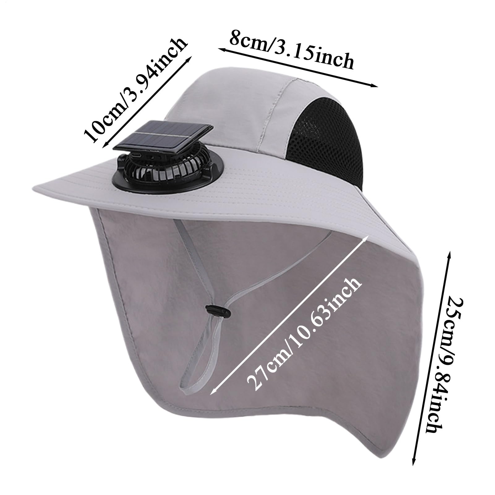 Sombrero Solar con Ventilador - con Ventiladores Alimentados por Energía Solar - Accesorio Impermeable con Protección contra los Rayos UV y ala Ancha para Senderismo, Pesca, Accesorios de Viaje,