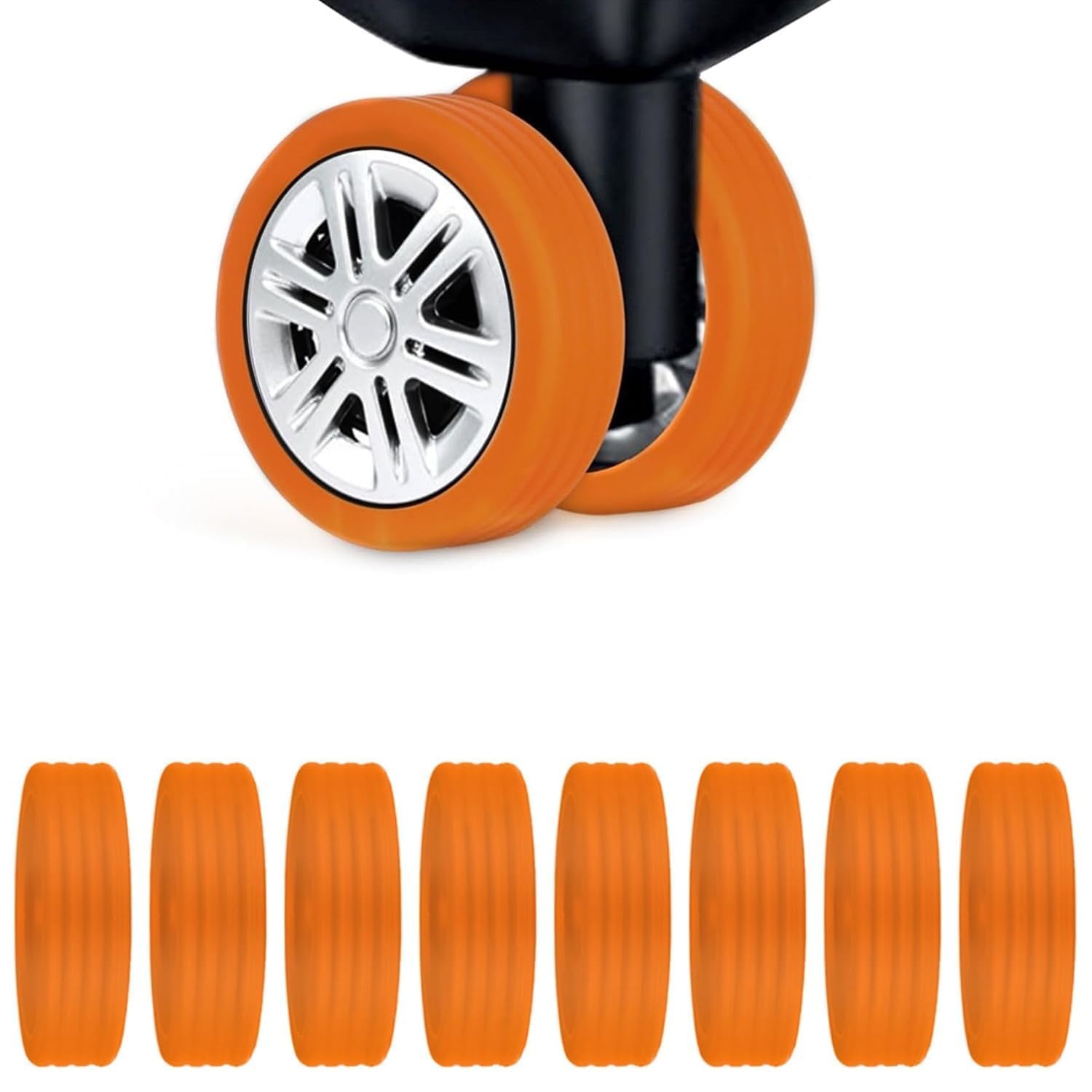 Fabam Luggage Wheel Silicone Protector Cover, Trolley Wheel Cover Silicone Wheel Cover Wheel Protector for Trolley Bag Noise Reduction, Anti-Scratch Travel Bag (Orange, Pack of 24) Fabam Luggage Wheel Silicone Protector Cover, Trolley Wheel Cover Silicone Wheel Cover Wheel Protector for Trolley Bag Noise Reduction, Anti-Scratch Travel Bag (Orange, Pack of 24)