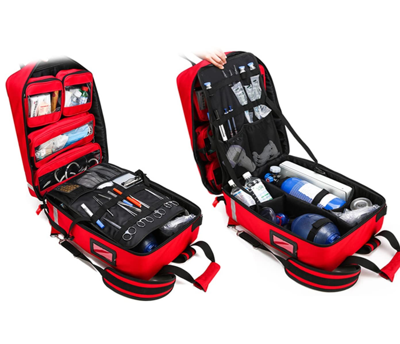 Winter Bolsa de Primeros Auxilios vacía para emergencias médicas, Impermeable, Multibolsillos para Viajes, Viajes de Campo, Camping, Senderismo (Color : Red)