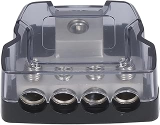 Bloco de distribuição de energia de 4 vias, suporte de fusível, distribuidor de terra, divisor de áudio de carro para amplificador de carro divisor de áudio de carro