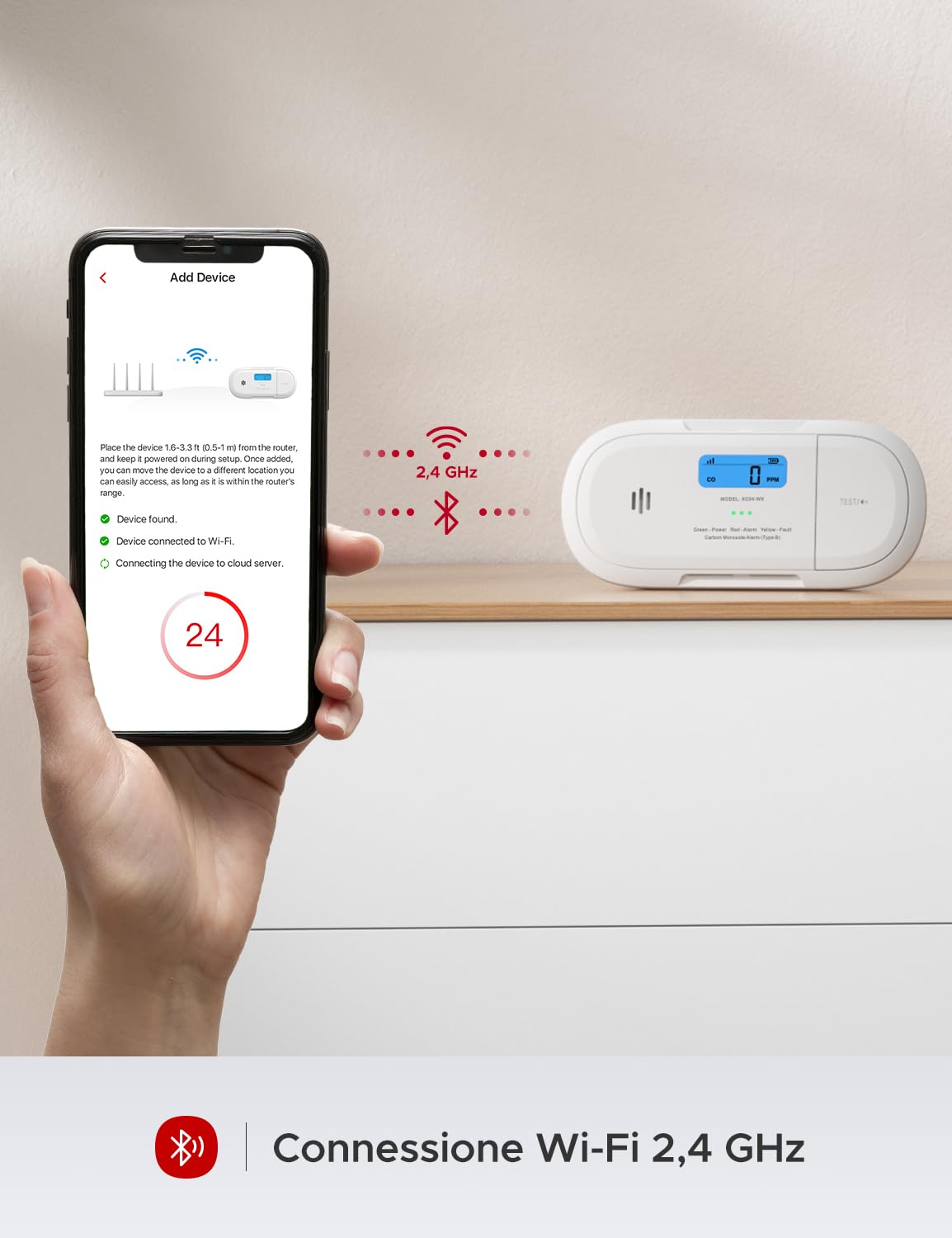 X-Sense rilevatore di monossido di carbonio Wi-Fi, notifiche in tempo reale tramite App X-Sense Home Security, allarme intelligente con batteria sostituibile, EN 50291 conformi, XC04-WX