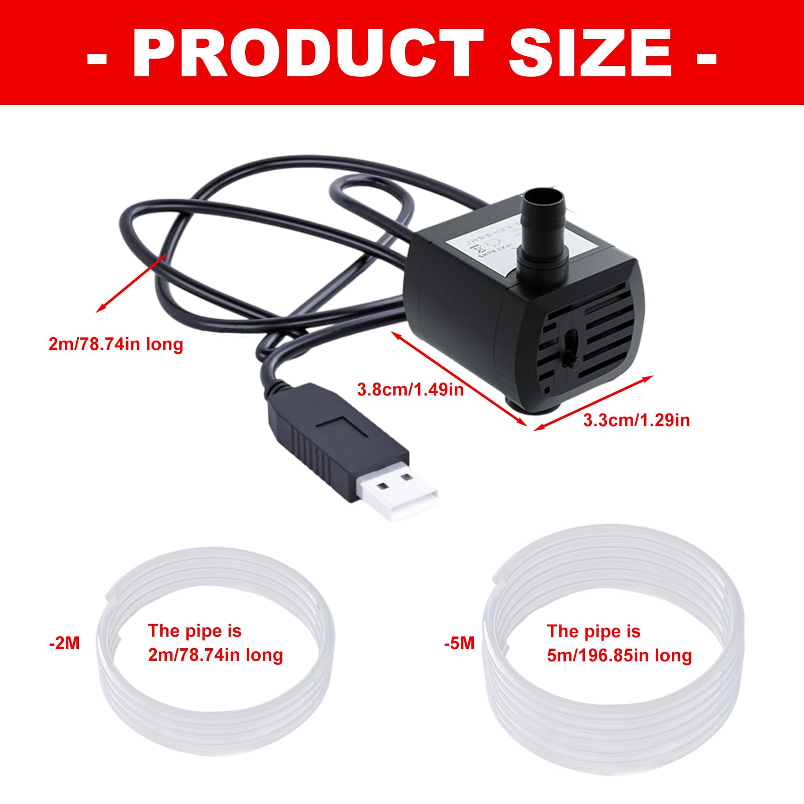 Pompaggio ' acqua USB 5V a circolazione, Water pipe 5 meters