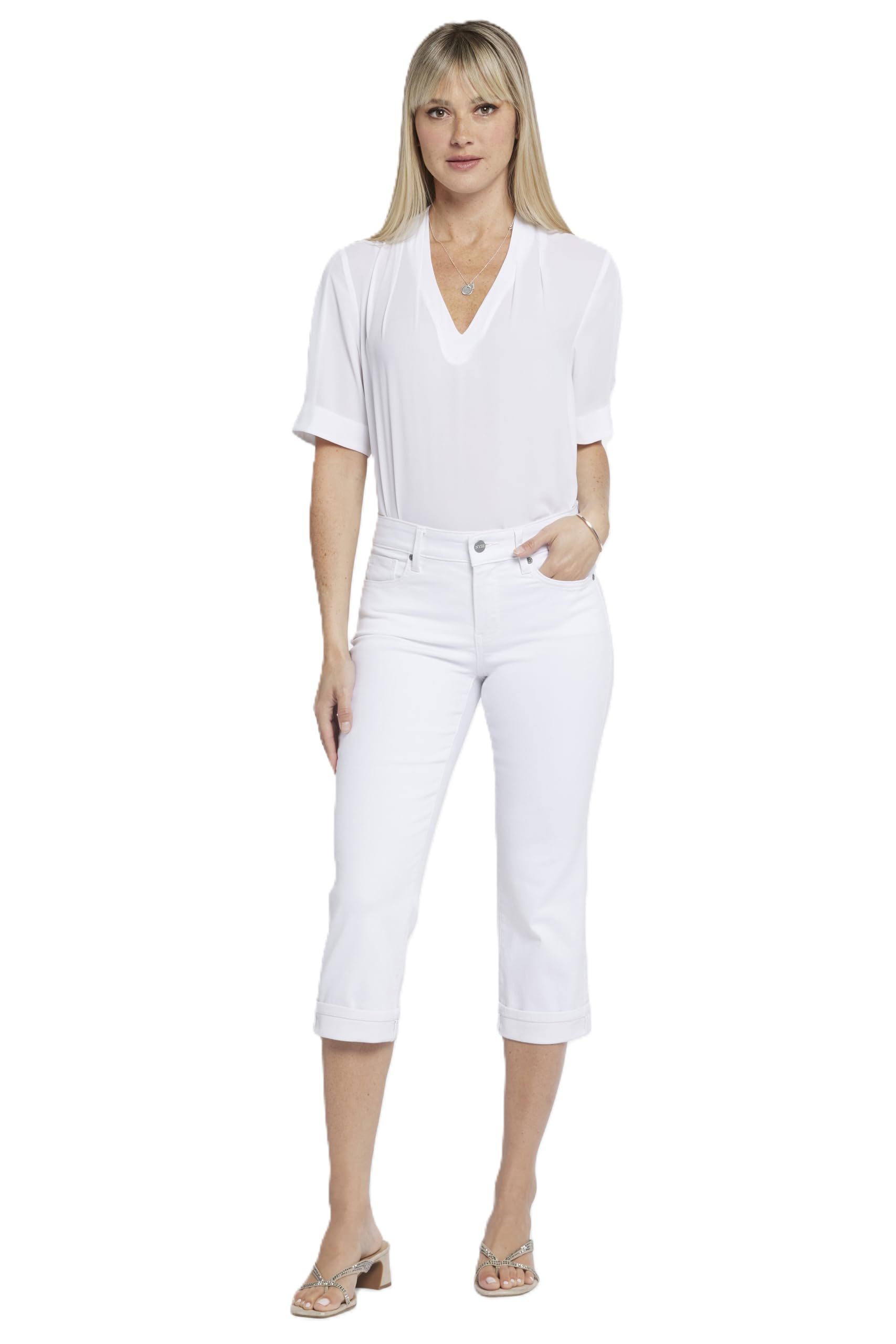 NYDJ Damen Marilyn Crop Cuff Jeans Weiß
