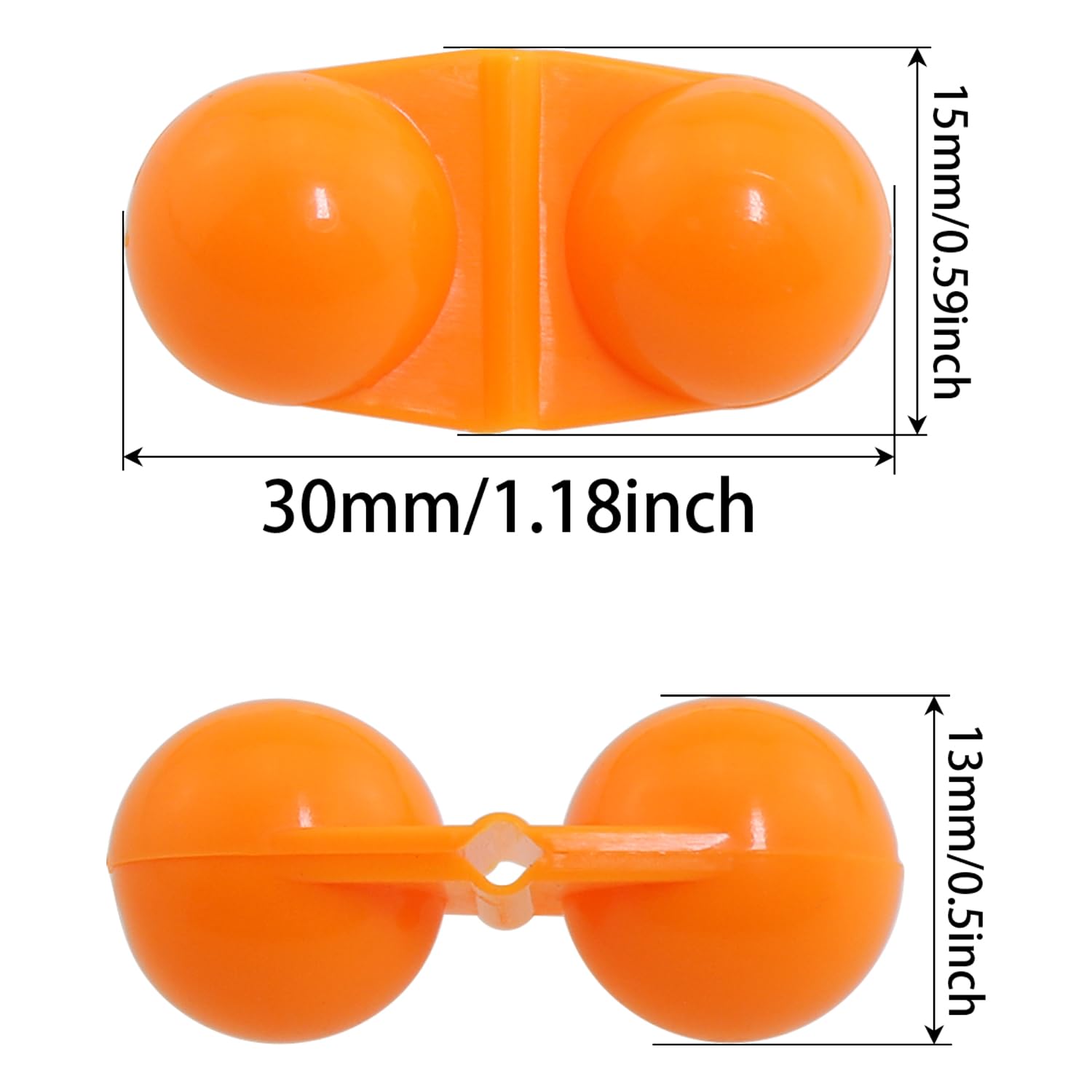 heyous 40PCS 30x15mm Fishing Attractor Bell Beads Portable Orange Catfish Rattle Double Rattle Sea Fishing Attractor Fishing Attractive Fish Double Rattle Beads Fishing Accessories
