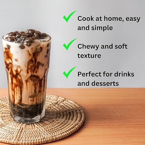 Miniatura 5 de Perlas de tapioca Boba negra E-Fa para té de burbujas, listas en 5 minutos, boba masticable, cobertura de postre té con leche caliente o fría, 2.2