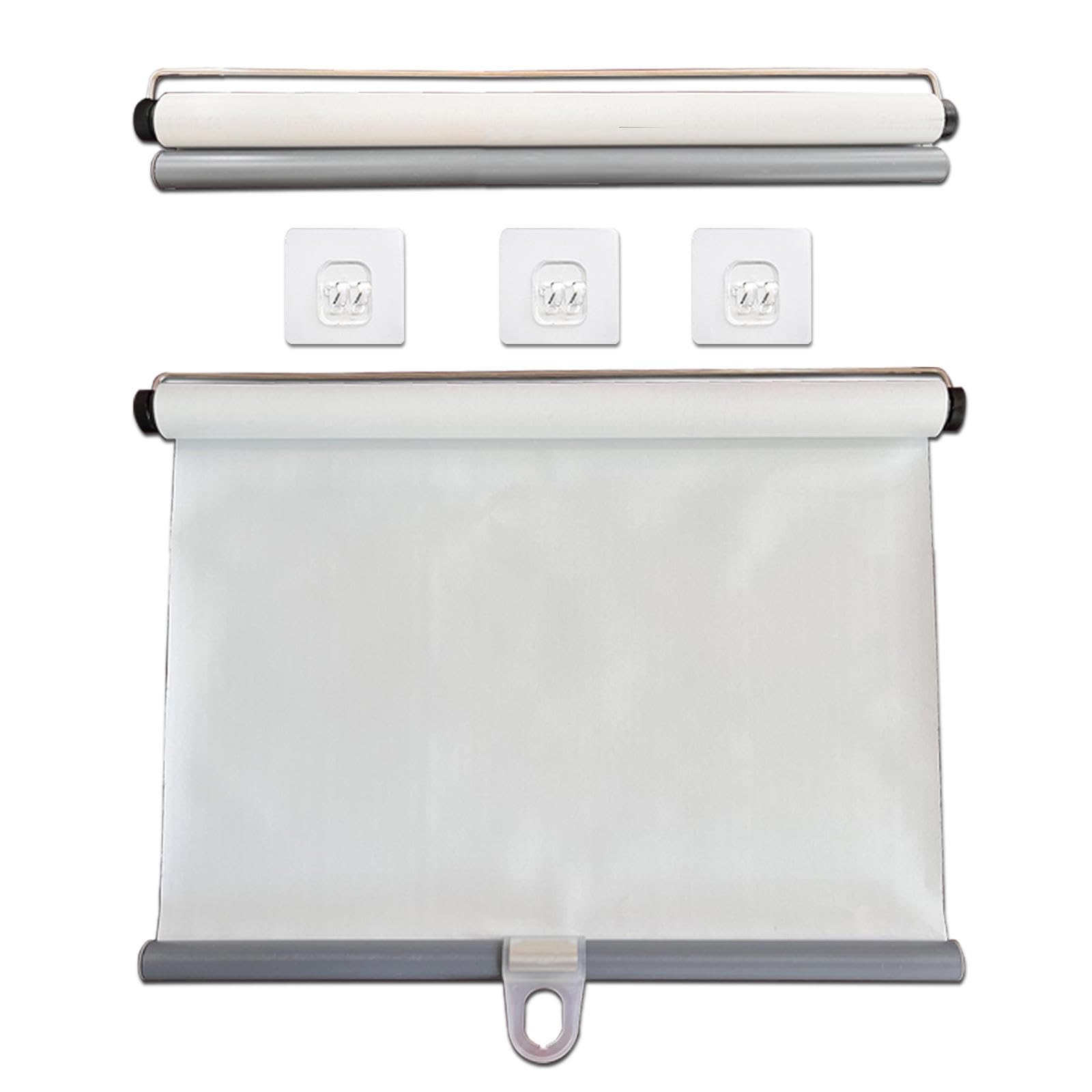 Tende a Rullo Termoisolanti Senza Forare,Tende Oscuranti,Tende Avvolgibili Retrattili Automatiche,Tende Temporanee per Porte E Finestre,con Gancio Trasparente,White-75x200cm(29.5x78.7in)