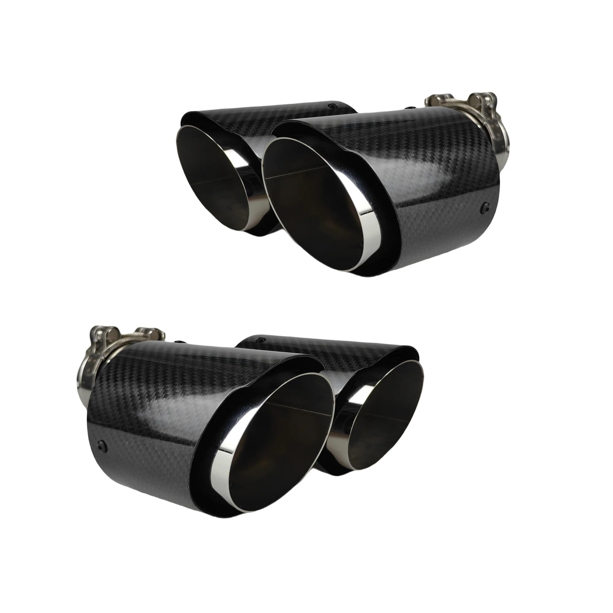 Car Silencer 1 szt. tłumik tylny z włókna węglowego tej samej długości polerowanie w kształcie litery Y podwójne skośne błyszczące końcówki rury wydechowej(51mm-76mm)