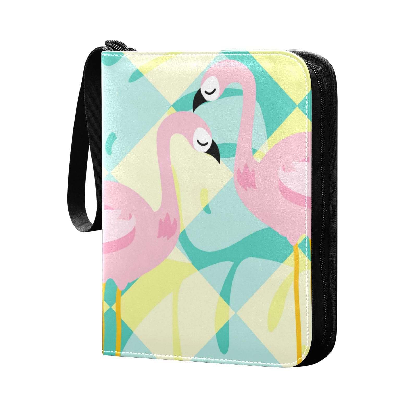 OTVEE Card Binder 4 Pocket, Pink Flamingo Trading Card Binder Holder Fits 400 Cards with 50 Sleeves, Card Collection Binder Album Book Holder for Baseball Football Games Cards