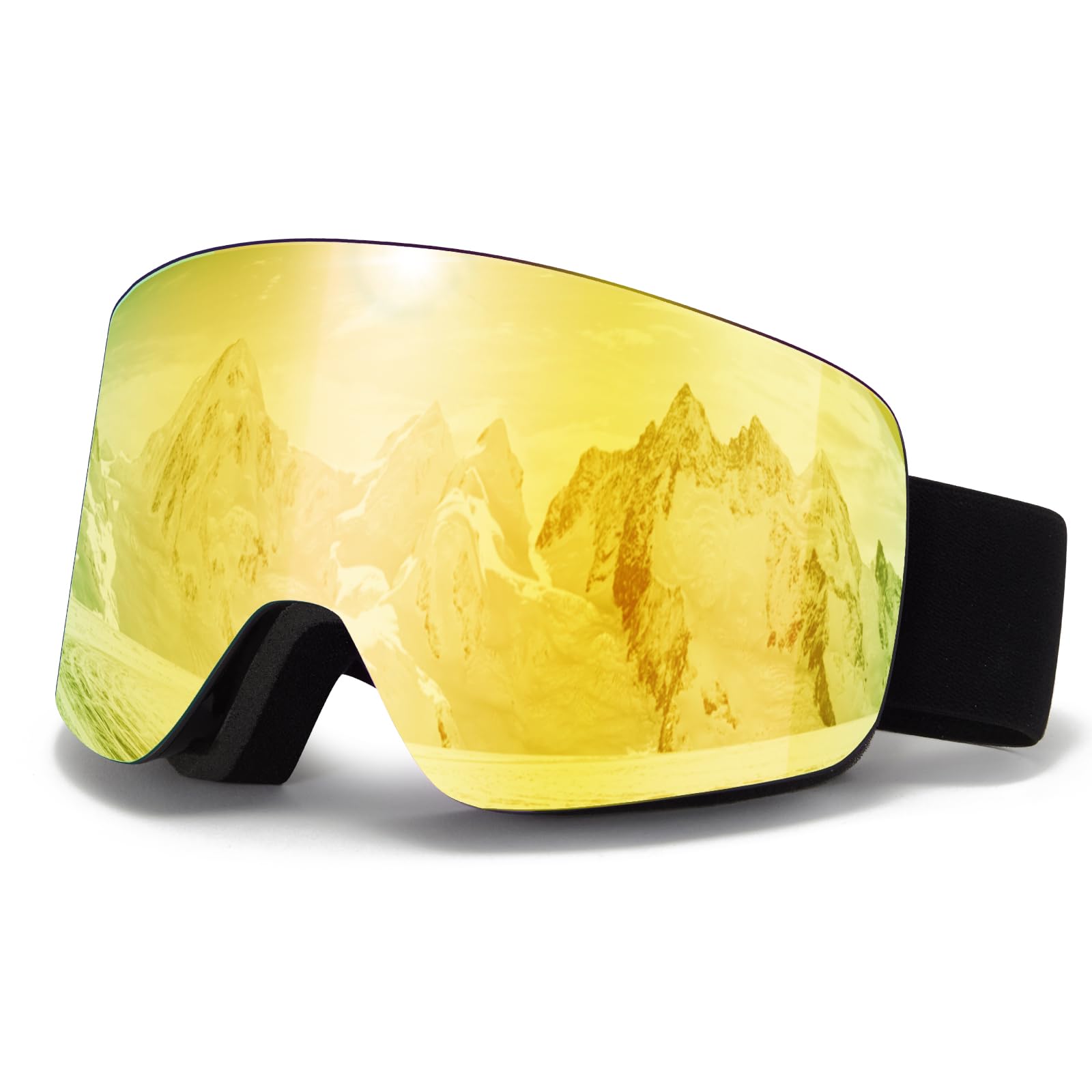 VCOROS Skibrille OTG für Unisex,YH227 Snowboard Brille mit Anti-Rutsch Kopfband UV-Schutz Anti-Nebel,Ski Goggles Vollständig Plattiertes REVO Einstellbare,Skibrillen für Skifahren