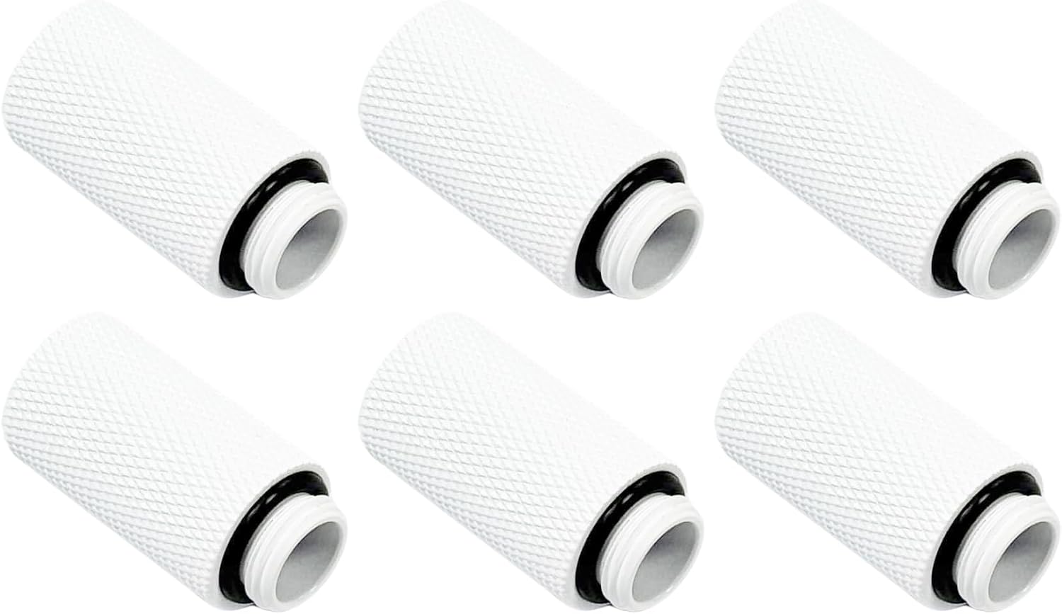 dracaena.io 6 Pack G1/4" 30mm Height Male to Female Extender Fittings, Brass Compression Fittings with O Rings for PC Liquid Cooling Loop, Water Cooling Tube Connectors, White