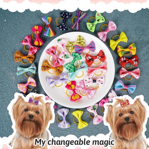 Chenkou Craft 50pcs/25pairs Puppy Yorkie Dog Hair Bows with Rubber Band Pet Grooming Products Mix Colors Varies Patterns Pet Hair Bows Dog Accessories Chenkou Craft 50pcs/25pairs Puppy Yorkie Dog Hair Bows with Rubber Band Pet Grooming Products Mix Colors Varies Patterns Pet Hair Bows Dog Accessories