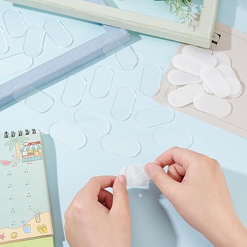 Miniatura 3 de FINGERINSPIRE 30 bases transparentes en miniatura de 0.984 x 1.969 in, base ovalada de figuras de acción acrílicas, bases en miniatura de 0.079 in