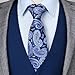 HISDERN Ties for Men Blue Paisley Tie and Pocket Square Set Formal Navy Blue Mens Necktie Handkerchiefs Satin Neckties for Wedding Party