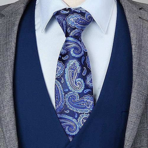Image of HISDERN Ties for Men Paisley Floral Tie Handkerchief Classic Woven Business Formal Necktie and Pocket Square Set Wedding