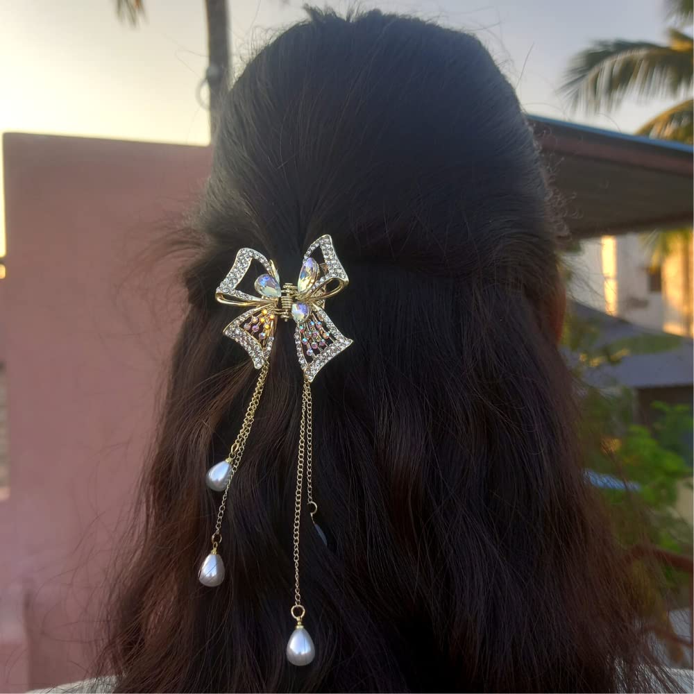 RSJ TRADERS-Pearl Stone Hair Accessories 1 Hair Clips For Women Girls Clip Butterfly Hair Clip Hair Clutcher Metal Hair Clips Pearl Hair Clip (B0BSQX2FSP) Amazon Price History, Amazon Price Tracker