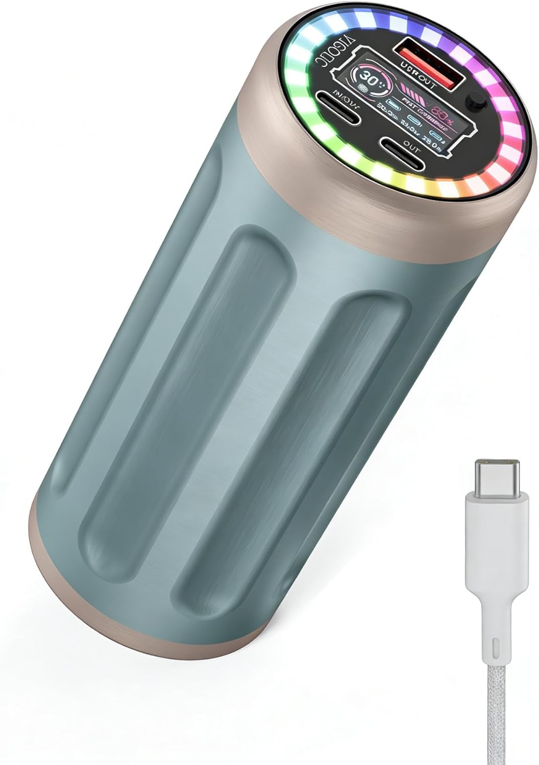 Portable Charger Power Bank 32450mAh, Fast Charging Power Charger, Metal Body, RGB Light & Digital Display, Outdoor Portable Power Bank for Camping Travel