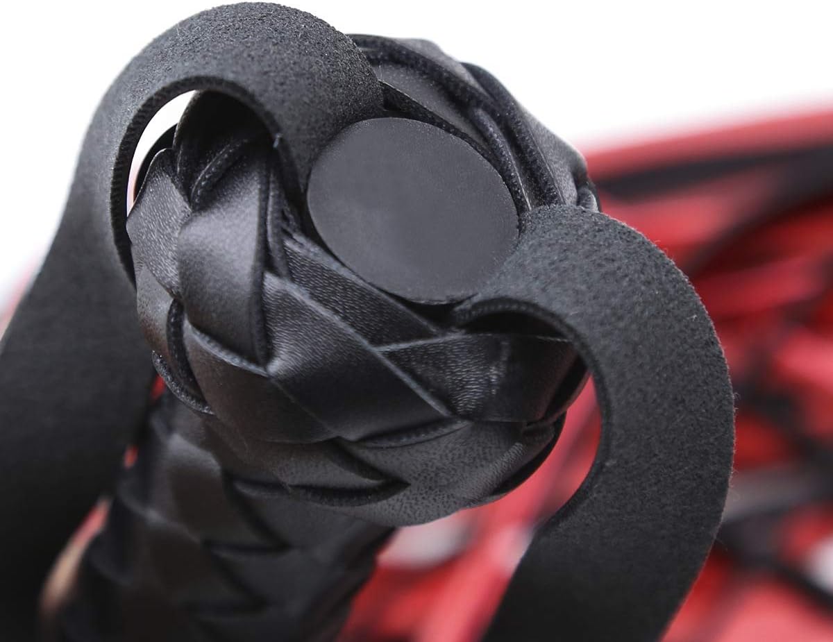 SM Sex Whip Flirting Spanking Paddle PU Leather Black and Red Tassel Whips Flogger Fetish Braided Handle Whip Props Toning Adult Sex Toys for Couple BDSM Game Bedroom