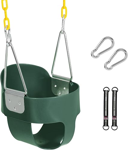Miniatura 45 de RedSwing Asiento de columpio con respaldo alto para niños pequeños con cadenas recubiertas, asiento de columpio resistente para niños, para Columpio
