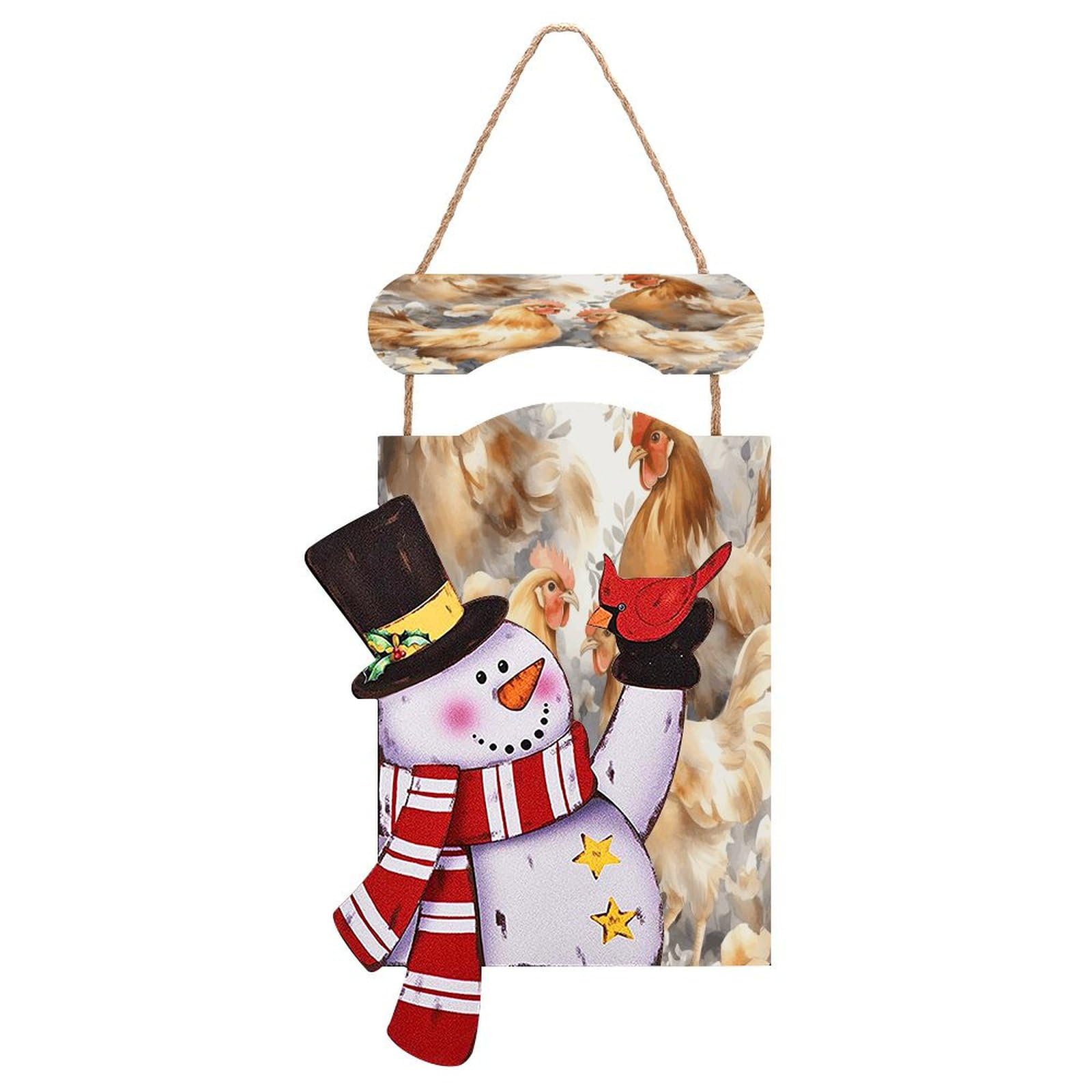 Plaque en bois bonhomme de neige avec motif poulet canard pour salon
