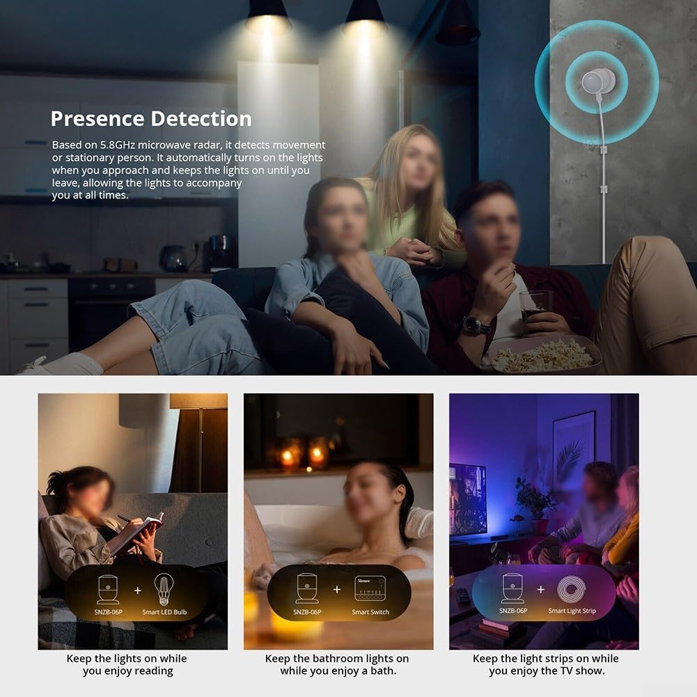 SNZB-06P Wireless Smart Präsenz-Sensor-Kit, nahtlose Integration in Smart-Home-Systeme, Millimeterwelle für Zigbee 3.0 (3 Stück)