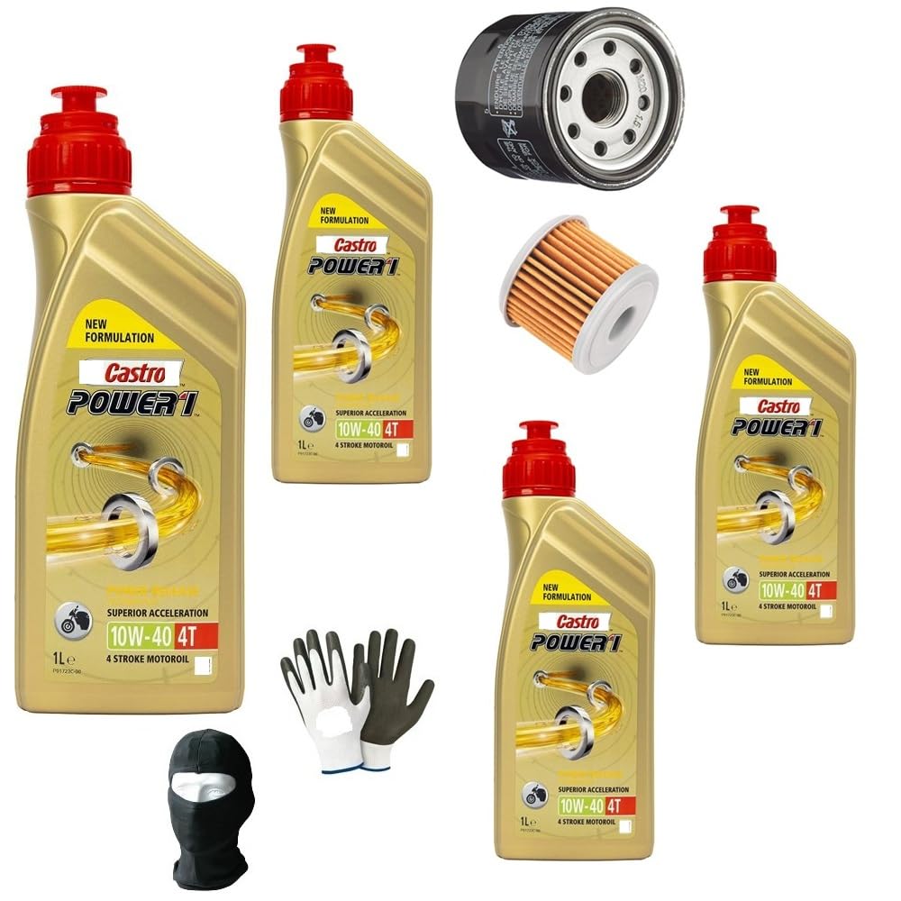 TAGLIANDO MOTO 4 LITRI DI OLIO CASTRO-L POWER 1 10W-40 4T SEMISINTETICO 4 STROKE + 1 FILTRO OLIO AFTERMARKET COMPATIBILE CON HONDA NC750X DCT ABS KIT MANUTENZIONE CAMBIO OLIO MOTORE