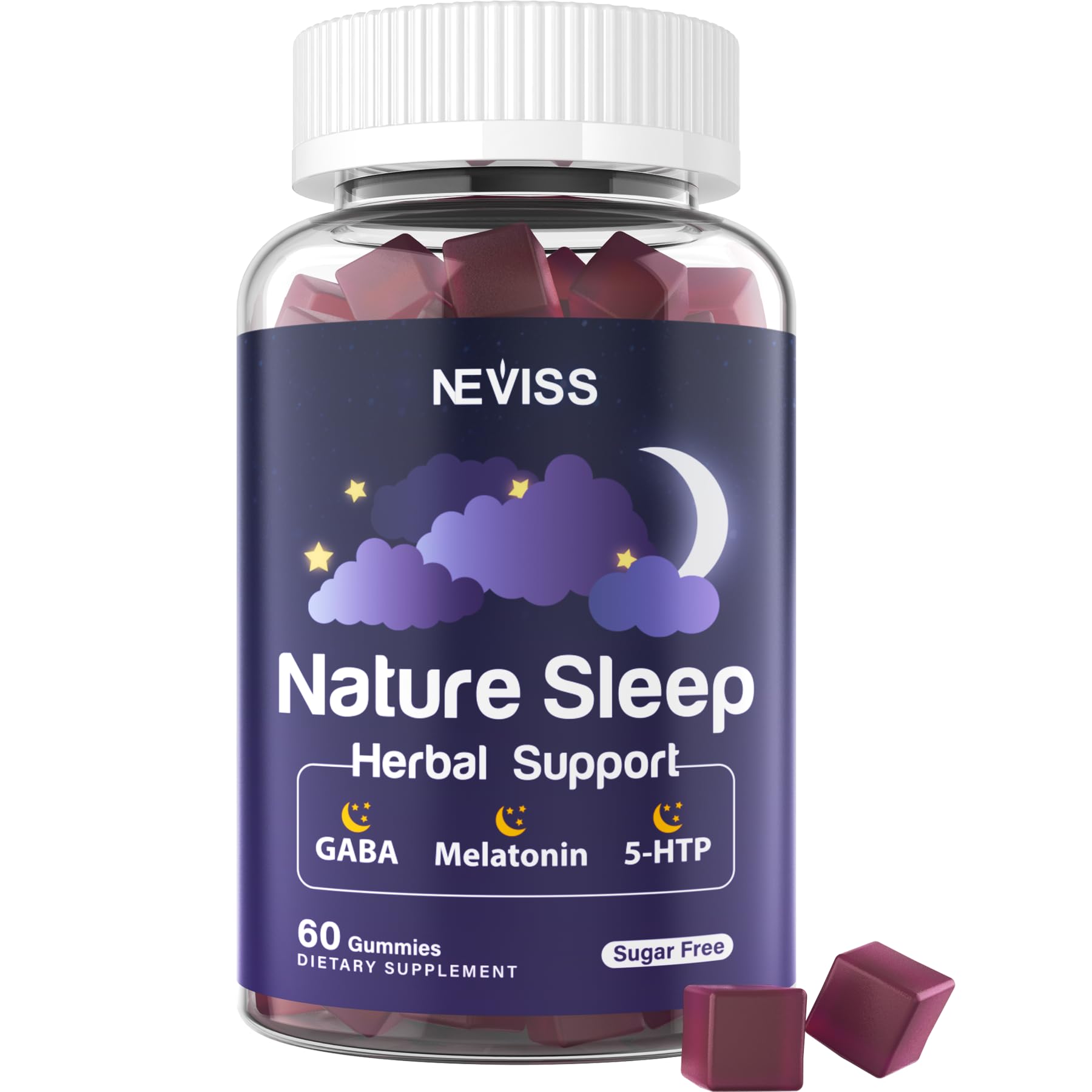 Melatonin Gummies 3mg 6mg | Sugar Free - Natural Zzz Aid with Magnesium Glycinate, Valerian Root, 5-HTP, GABA, L-Tryptophan, Chamomile, Lemon Balm for Health Rest Cycle,Wake Up Refreshed, 60 Servings