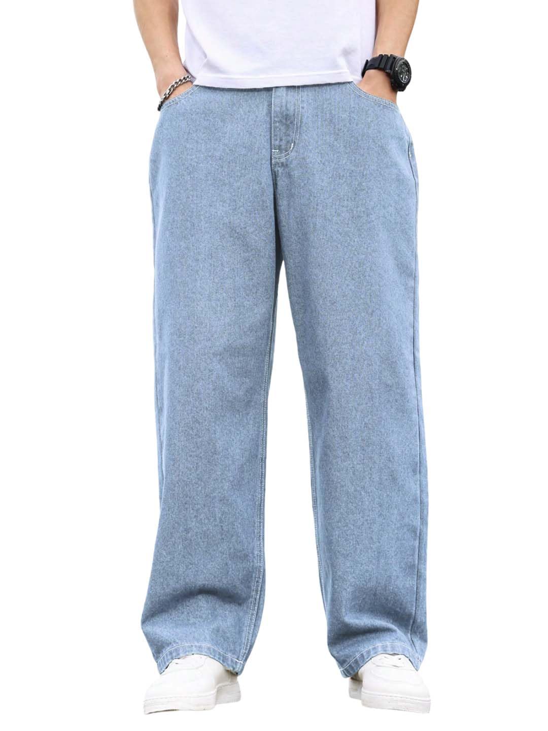 Men's Loose-Fit Stretch Denim Jeans in Light Colors for All Seasons.