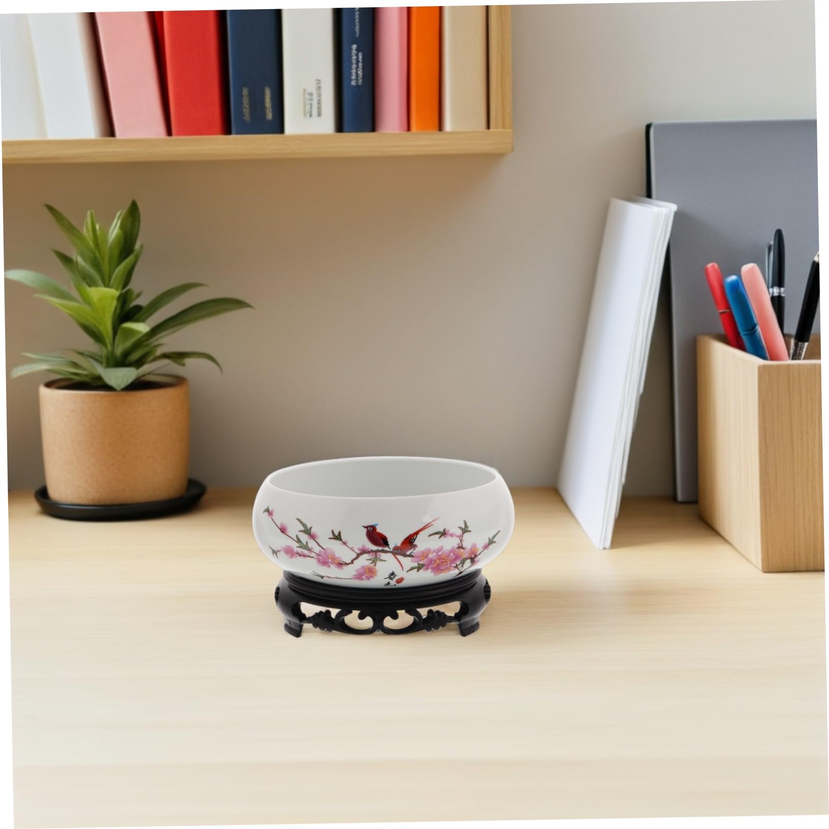 Ceramiczna Doniczka z Podstawą Tradycyjny Chiński Niebiesko Biały Wzór Duża Hydroponiczna Do Kwiatów Dekoracja Do Domu i Biura Trwały Ceramiczny Pojemnik Rośliny