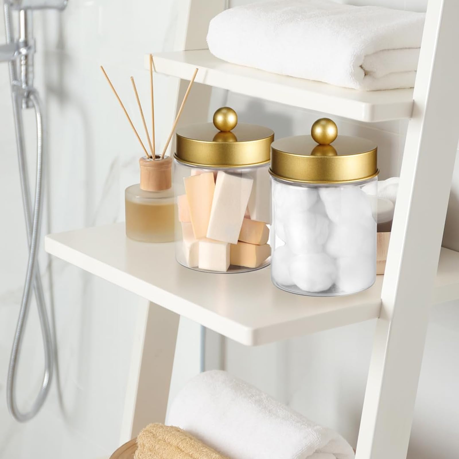 Contenitore Multiuso con Vista Trasparente per Uso in Bagno, Contiene batuffoli Cotone, personalizza Prodotti per la Cura, Barattolo Minimalista