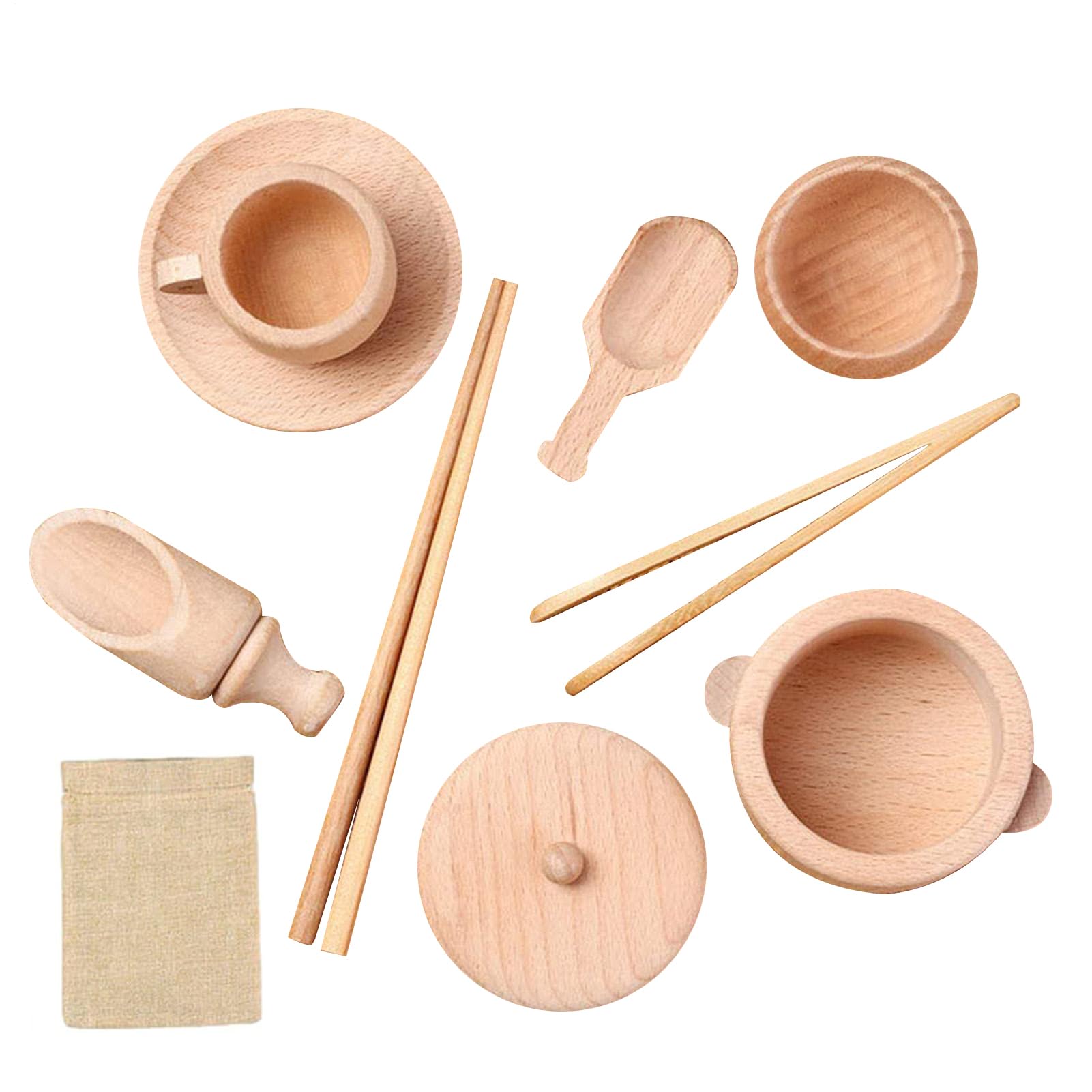 Generico Strumenti per contenitori sensoriali - Set di Giocattoli di 8 Palette in Legno e pinze in Legno | Giocattolo per l'apprendimento della motricità fine per Bambini 3 Anni in su,