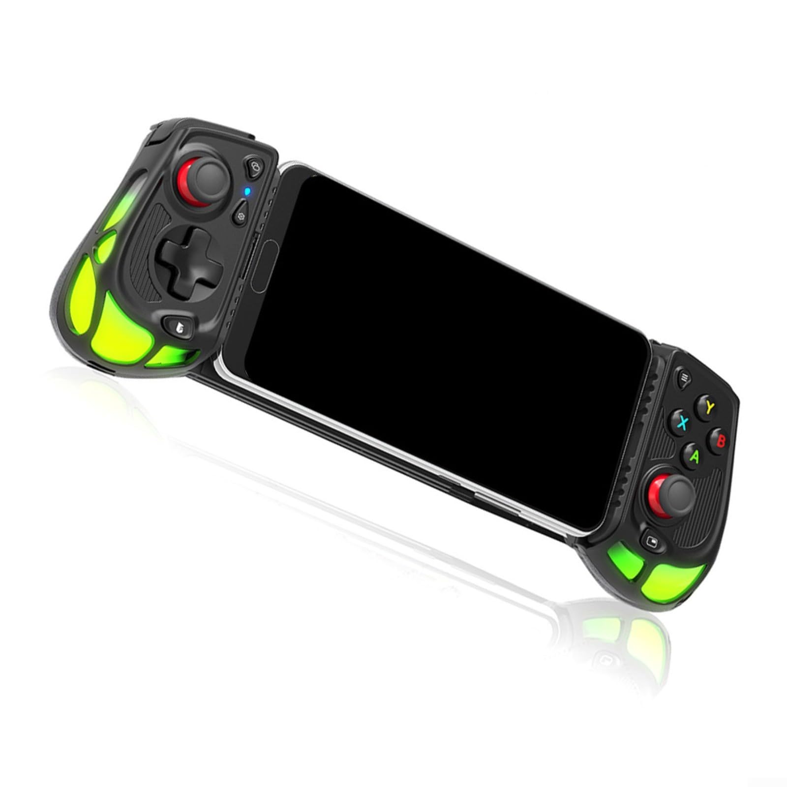 Controller di gioco mobile RGB con joystick effetto Hall, gamepad USB-C ergonomico per Android e per IOS, pulsanti personalizzabili e luce RGB, nero