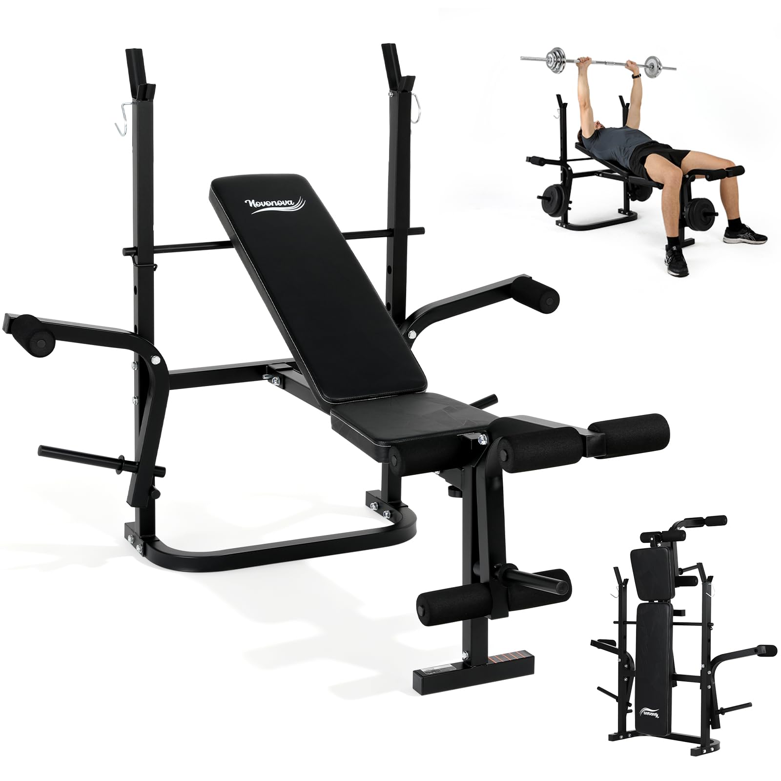 Panca Multifunzione Pieghevole per Palestra Casa, Panca Regolabile Pesi Inclinata per Allenamento, NV-543