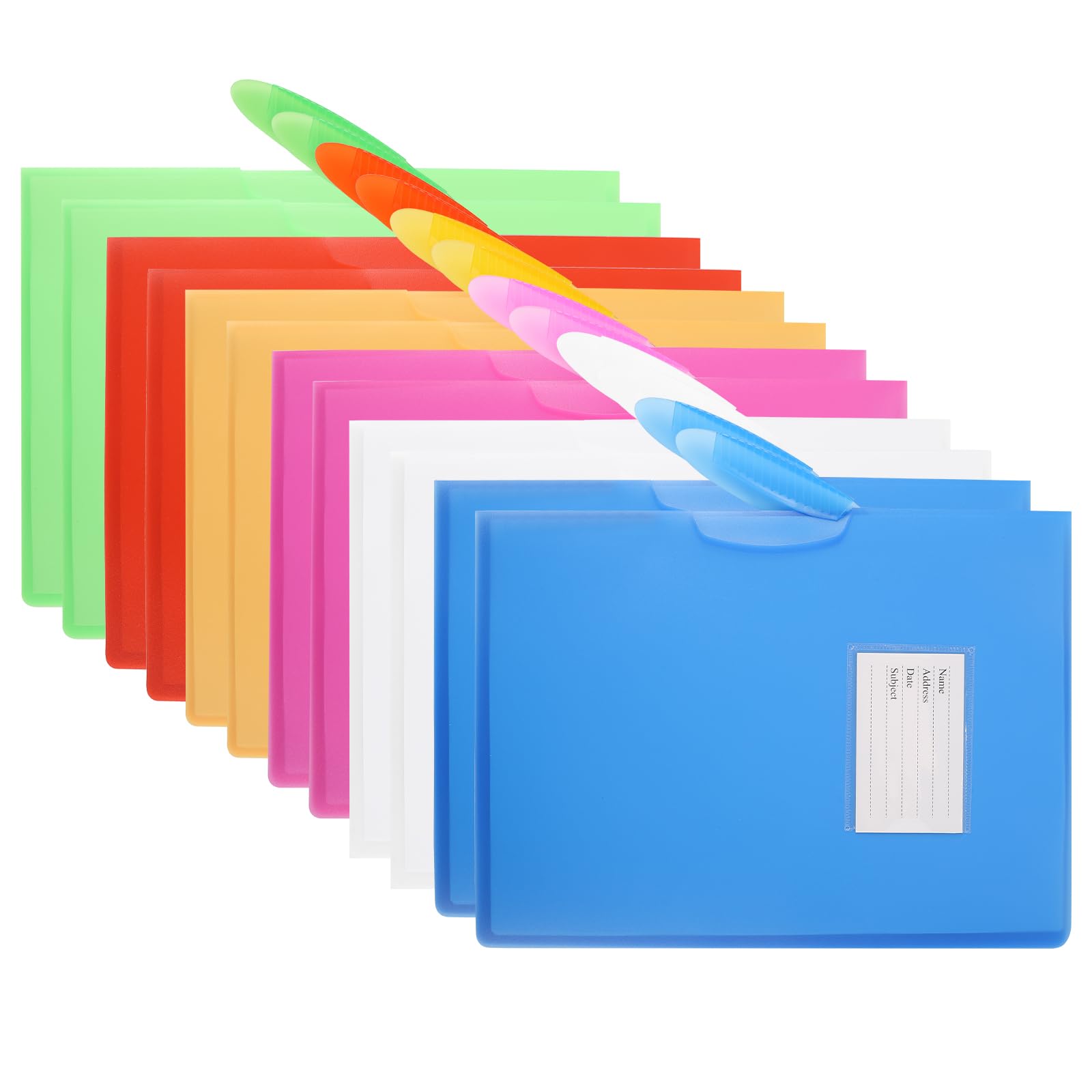 Report Folder Front Presentation Folders, Plastic Folders with Mid-Side Swing Clip, A4 Letter Size Paper Office Business Documents Resume (12 PCS - 6 Colours)