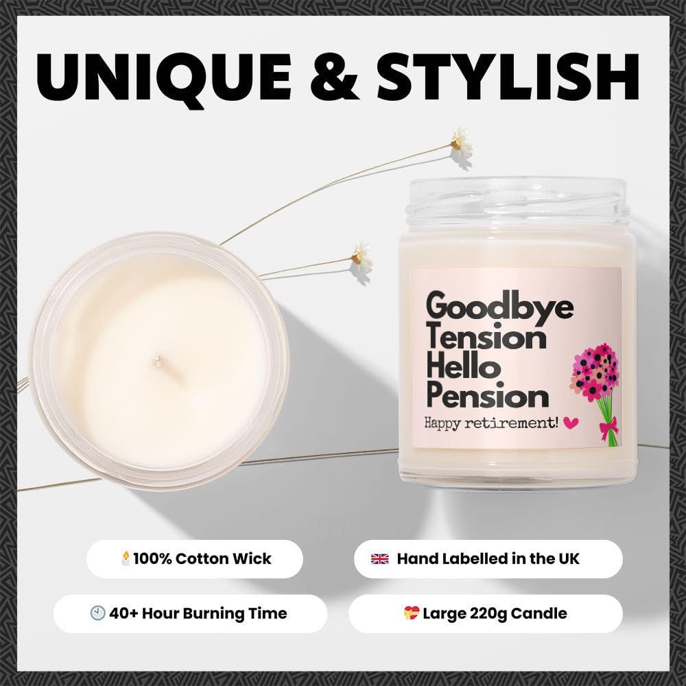 Retirement Gifts for Women - Luxury Soy Wax Candle - Vanilla, Jasmine, Sugared Almond - Makester, Light/Neutral - Image 3