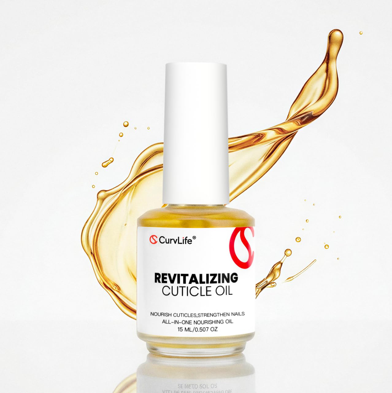 CurvLife Cuticle Oil, Lightweight Non-Greasy Nail Cuticle Treatment with Curved Brush, Moisturizing Repair Oil for Dry Cracked Cuticles, Odorless Nourishing Nail Care for Manicure & Daily Use