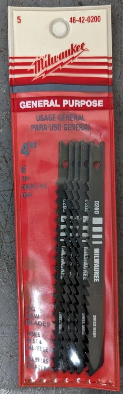 Milwaukee 48-42-0200 Hoja de sierra de acero al carbono de alta velocidad de 4 pulgadas, 6 dientes/pulgadas, paquete de 5