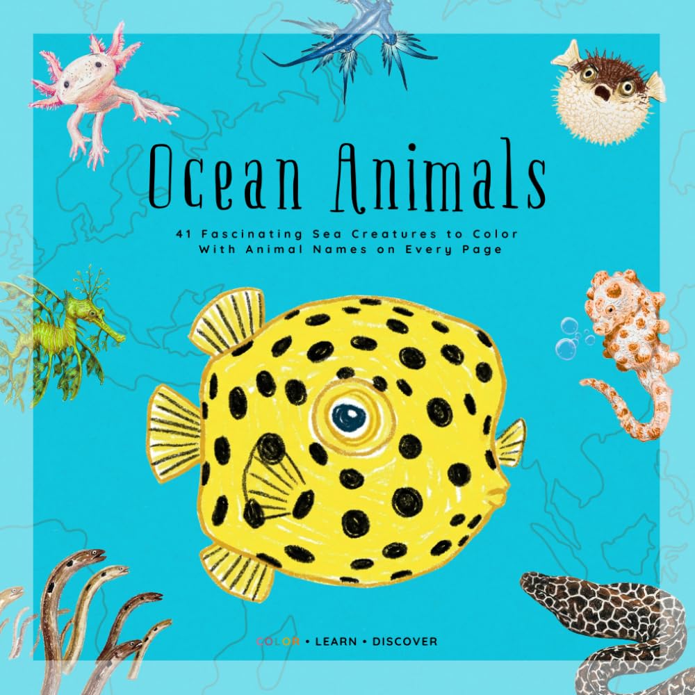 Ocean Animals Coloring Book: 41 Fascinating Sea Creatures to Color with Animal Names on Every Page