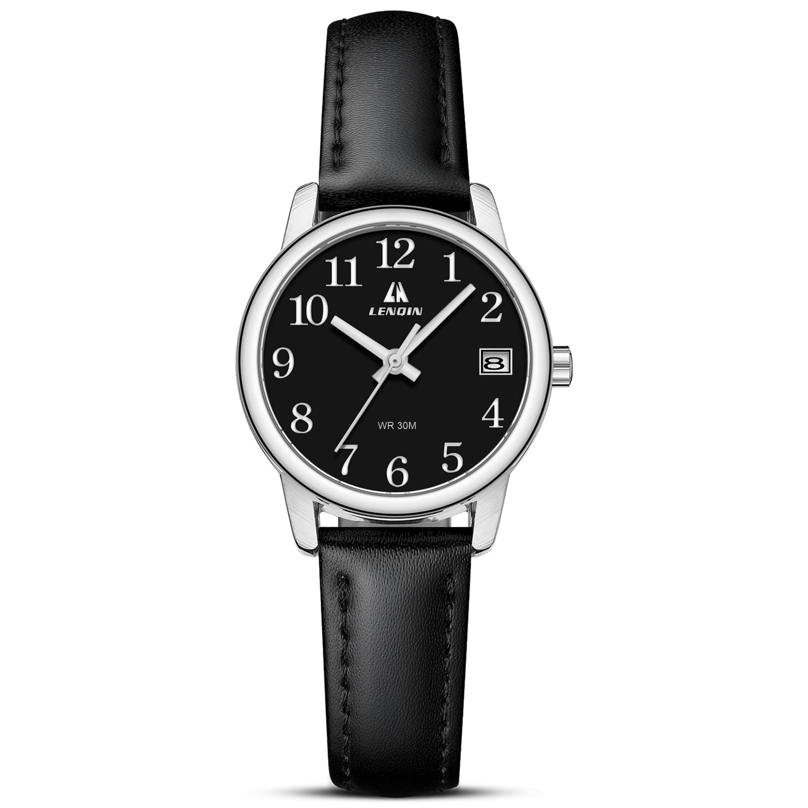LN LENQIN Uhr Damen Armbanduhr Damen Uhr mit Großen Ziffern Analog Quarzuhr für Frauen mit Lederband