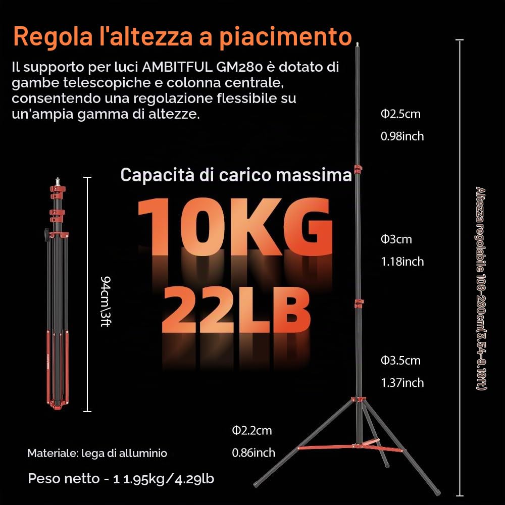 GODOX LE200Bi 220W Kit luce video LED COB bicolore con 90×60cm softbox a sgancio rapido, stativo da 280 cm / 9,18 piedi, 2800K-6500K, CRI 98+, Bluetooth/DMX per studio, produzione video YouTube bian