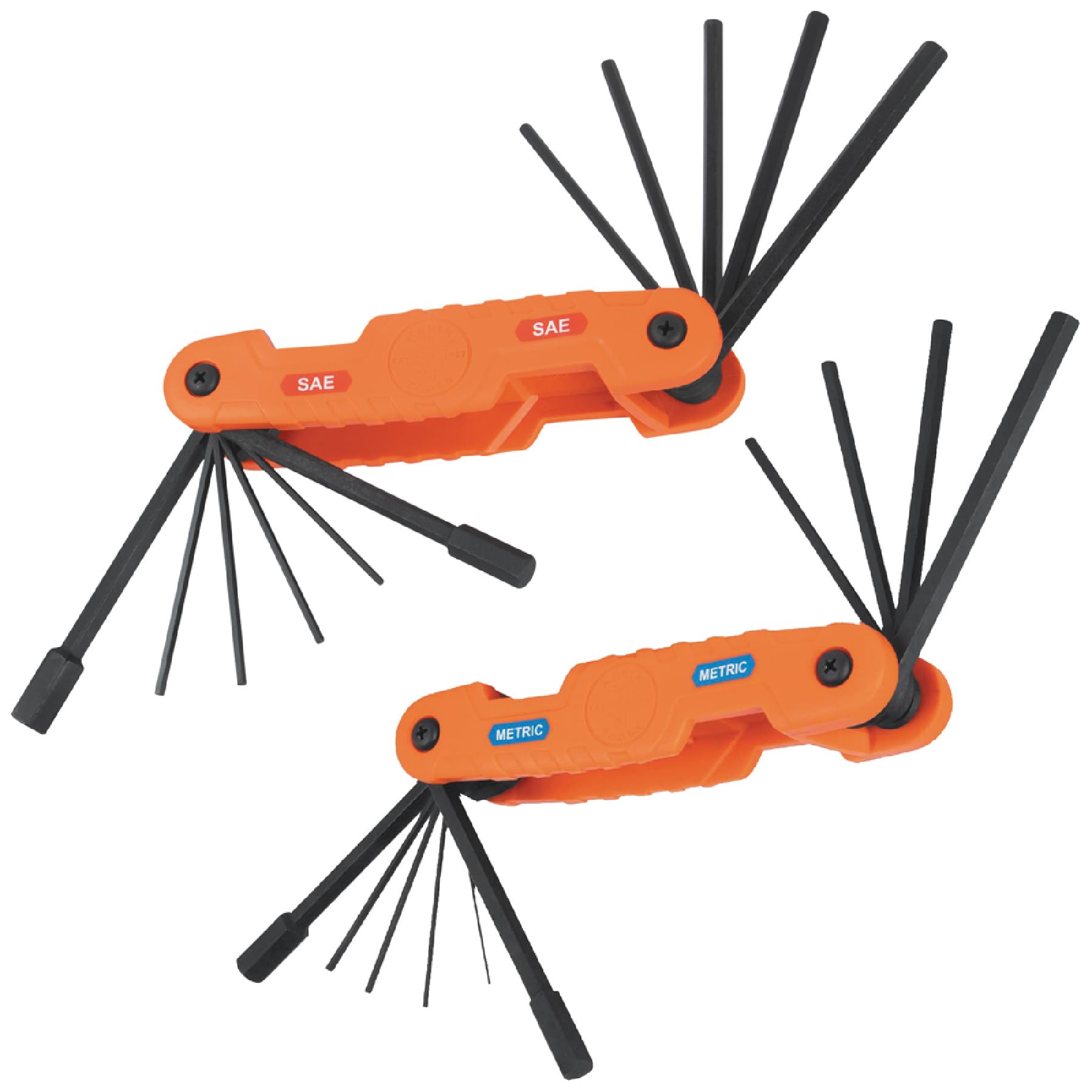 KLEIN TOOLS 70552 Pro Folding SAE and Metric Hex Key Set, 21-Key, Allen Wrench Tool with High-Leverage Blades, 2-Pack